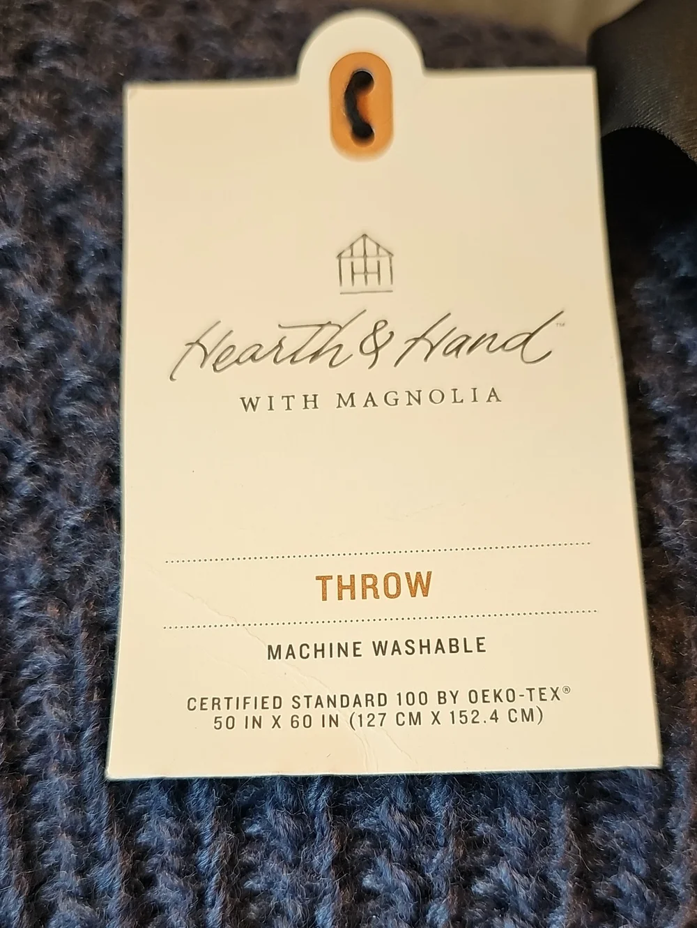 Hearth & Hand With Magnolia Knit Throw Blanket-Blue
